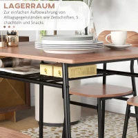 HOMCOM Essgruppe Tisch mit Stühlen Esszimmertisch, Industriedesign, 110 cm x 70 cm x 75 cm, Braun(m-7)