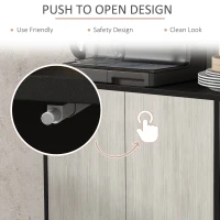 HOMCOM Kitchen Sideboard Storage Cabinet for Living Room with Adjustable Shelves 4 Doors and Pine Wood Legs Black(m-6)