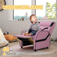 AIYAPLAY 2 in 1 Kids Chair Recliner with Backrest, Armrest, Footrest, PU Leather, for 3-9 Years Old, Pink(m-6)