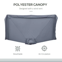 Outsunny 2.3m Half Parasol Semi Round Umbrella Patio Metal Frame Crank Handle for Balcony-- NO BASE INCLUDED, Grey(m-7)