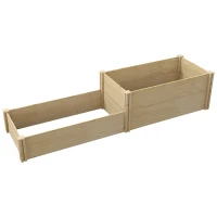 Outsunny Jardinière potager de jardin bac à fleurs en bois avec fond ouvert bois de sapin dim. 222L x 63L x 48Hcm bois naturel(m-1)