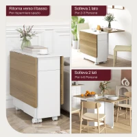 HOMCOM Tavolo Rettangolare Allungabile con 2 Cassetti e un Armadietto in Legno, 140x76x74 cm, Bianco e Color Legno(m-5)