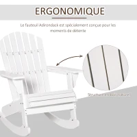 Outsunny Fauteuil de Jardin Adirondack à Bascule Rocking Chair Style néo-rétro Assise Dossier Ergonomique Bois Sapin traité Peint Blanc(m-5)