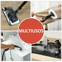 HOMCOM Limpiador a Vapor 4 Bar Potente 2000W Vaporeta Multiusos Depósito 2L Autonomía 35 min 15 Accesorios 40x24x27,2 cm Rojo(m-7)