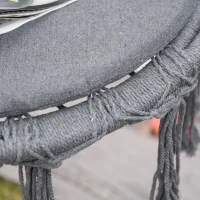 Outsunny Cotton-Polyester Blend Macrame Hanging Chair Swing Hammock with Backrest(m-8)