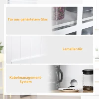 HOMCOM Küchenschrank, Hochschrank mit Glastüren, 2 Schubladen, Küchenbuffet mit verstellbaren Ablagen, Kommode, MDF, Gummiholz, 74 x 40 x 172 cm(m-6)