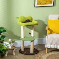 PawHut Árbol Rascador para Gatos con Cama en Forma de Aguacate Plataforma Postes de Sisal y Bola Colgante Ø44x83cm Verde(m-7)