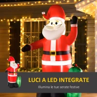HOMCOM Babbo Natale Gonfiabile Luminoso 240cm con Sacchetto Regalo Luci LED Decorazione Natalizia(m-4)