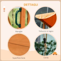 Outsunny Set con Scivolo, 2 Altalene da Giardino e Parete da Arrampicata in Legno per Bambini Età 3-8 Anni(m-7)