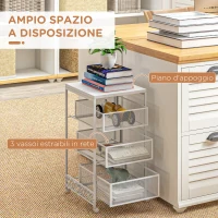 HOMCOM Carrello Portaoggetti a 3 Livelli in Truciolato e Acciaio, 34x29.5x57.5 cm, Bianco(m-4)