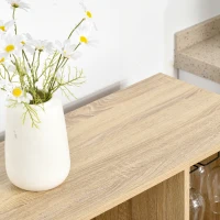 HOMCOM Wine Cabinet for 12 Bottles, Freestanding Wine Rack Sideboard Serving Bar Cabinet with Glass Holders, Brown(m-9)