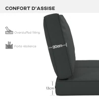 Outsunny Ensemble de 3 coussins d'extérieur pour banquette canapé, 1 coussin d'assise et 2 coussins de dossier, déhoussables(m-5)