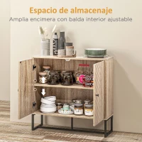 HOMCOM Aparador de Cocina Armario Buffet con 2 Puertas y Estantes Estilo Moderno 80x29,5x80 cm Madera Natural(m-5)