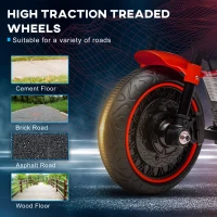 HOMCOM 6v Electric Motorbike with Training Wheels, One-Button Start - Red(m-6)
