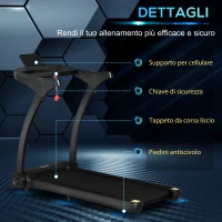 HOMCOM Tapis Roulant Elettrico Pieghevole Salvaspazio 550W, Velocità fino 14 km/h e 12 Programmi, Nero(m-7)