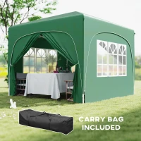 Outsunny 3 x 3m Pop-Up Gazebo Shelter, with Accessories - Dark Green(m-7)