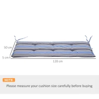 Outsunny Lot de 2 Coussins Matelas Assise pour Banc de Jardin balancelle canapé 2 Places - Cordons d'attache - dim. 120L x 50l x 5H cm - Polyester Gris Bleu rayé(m-3)