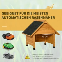 Outsunny Holzgarage für Rasenmäher Roboter Mähroboter Garage Carport für Rasenroboter Sonnen- & Regenschutz Gelb 75 x 76 x 70 cm(m-6)