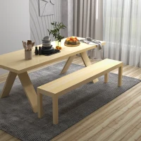 HOMCOM Sitzbank, Platz für 3 Personen, bis 330 kg, Kiefernholz, 175x33x45 cm(m-7)