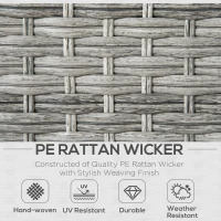 Outsunny 3 Piece Rattan Garden Furniture Set with Cushions, Patio Wicker Conversation Double Chaise Lounge Furniture Set with Convertible Middle Table, Mixed Grey(m-4)