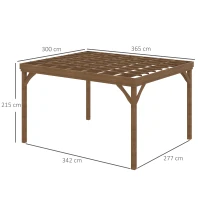 Outsunny Pergola 4 x 3 m en bois traditionnelle autoportante avec 4 pieds Toit terrasse à décorer - marron(m-3)