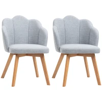HOMCOM Set de 2 Sillas de Comedor Tapizada en Lino Sintético con Asiento y Respaldo Acolchados Carga 120 kg 58x60x82 cm Gris(m-1)