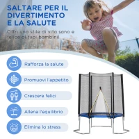 HOMCOM Trampolino Elastico per Bambini e Adulti con Rete, 223x223x230cm, Blu(m-6)