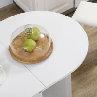 HOMCOM Set da cucina 5 Pezzi, Tavolo pieghevole con 2 ripiani e 4 Sgabelli in Legno truciolato, Bianco(m-9)