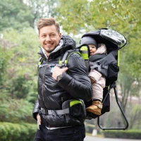 HOMCOM Baby Hiking Backpack Carrier Child Carrier with Ergonomic Hip Seat Detachable Rain Cover Adjustable Straps Stand for Toddler 6 - 36 Months Black(m-2)