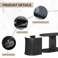 Outsunny Exklusives 7 tlg. Poly Rattan Bistro Set Balkonset Balkonmöbel Set Garnitur (Modell 2: 7 tlg./zusammenstellbar)(m-5)