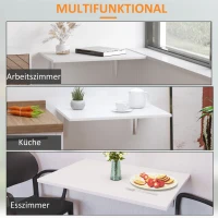 HOMCOM Wandklapptisch Wandtisch Klapptisch Esstisch Schreibtisch, MDF, Weiß, 60x40cm(m-5)