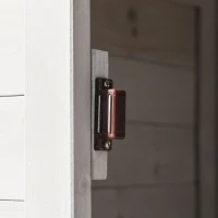 Outsunny Garden Shed Outdoor Wooden Garden Cabinet 4-Tier Storage Shed 3 Shelves Lockable Organizer with Handle Tin Roof Magnetic Latch Foot Pad 90 x 63 x 200cm Light Grey(m-8)