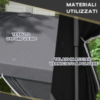 Outsunny Gazebo 3x3 ad Altezza Regolabile con Fori di Drenaggio e Borsa da Trasporto, in Metallo, Grigio(m-7)
