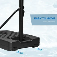 SPORTNOW Height Adjustable Basketball Stand Net Set System, Freestanding Basketball Hoop and Stand w/ Wheels, 200-305cm - Black(m-4)