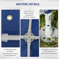 Outsunny Gartenpavillon Pavillon Festzelt Partyzelt wetterfest Zelt mit Moskitonetz Metall + Polyester Blau 3 x 3 m(m-6)