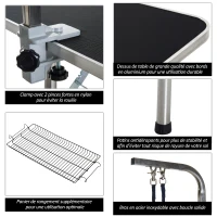 PawHut Table de Toilettage Pliante avec Potence et Panier 90 x 60 x75 cm(m-4)