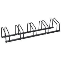 HOMCOM Bike Stand Parking Rack Floor or Wall Mount Bicycle Cycle Storage Locking Stand (5 Racks, Black)(m-11)