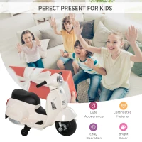 HOMCOM Vespa Licensed 6V Kids Electric Motorbike Ride On Motorcycle  Battery Powered for 18-36 Months with Horn Headlight White(m-4)