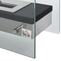 HOMCOM Biokamin Ethanol-Kamin Bio-Ethanol-Brenner 1,5L Brenndauer kein Rauch Edelstahl 47 x 20 x 40 cm(m-8)