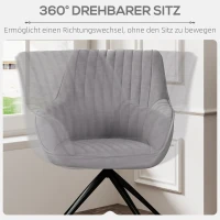HOMCOM Drehbarer Armstuhl, Moderner Akzentsessel mit Metallbeinen für Wohnzimmer, Schlafzimmer, Büro, Grau(m-5)