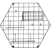 HOMCOM Wandgitter, Fotowand, DIY Dekoration, Bilderregal, Memotafel, Metall, Schwarz, 50 x B44 x T8 cm(m-10)