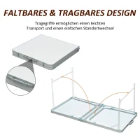 Outsunny Campingtisch Klapptisch Picknicktisch Koffertisch Esstisch höhenverstellbar Alu + MDF Weiß 120 x 60 x 54/70 cm(m-7)