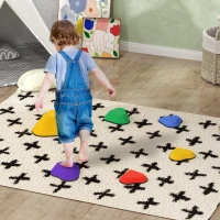 AIYAPLAY 6-Piece Heart-Shaped Kids Balance Stepping Stones and Motor Skills, Multicoloured(m-2)