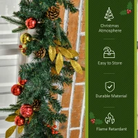 HOMCOM 2.7M Artificial Christmas Garland w/ Pine Cones Decorations Seasonal Style Beauty Home Fireplace Doors(m-7)