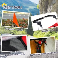 PawHut Rimorchio Bici per Cani Taglia Media a 2 Ingressi con Finestrelle e Tettuccio Apribile, 126-155x83x108 cm, Rosso(m-9)