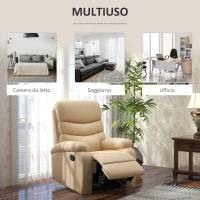 HOMCOM Poltrona Relax Reclinabile con Poggiapiedi in Finta Pelle e Imbottitura in Spugna, 78x90x105cm, Beige(m-6)