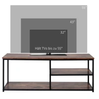 HOMCOM TV Schrank Lowboard TV-Regal im Industrie-Design 3-stufig Spanplatte Natur 120 x B40 x H45 cm(m-7)