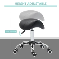 HOMCOM Cosmetic Stool 360° Rotate Height Adjustable Salon Massage Spa Chair Hydraulic Rolling Faux Leather Saddle Stool Mobility, Black(m-4)