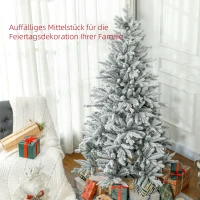 HOMCOM Künstlicher Weihnachtsbaum, Kunstschnee & Tannenzapfen, realistisch, flammhemmend, Metallfuß, 183 cm, Grün(m-4)