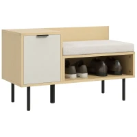 HOMCOM Zapatero de Entrada Recibidor con Cojín Puerta y Estante Zapatero con Asiento para Salón Pasillo 80x35x47 cm Natural(m-1)